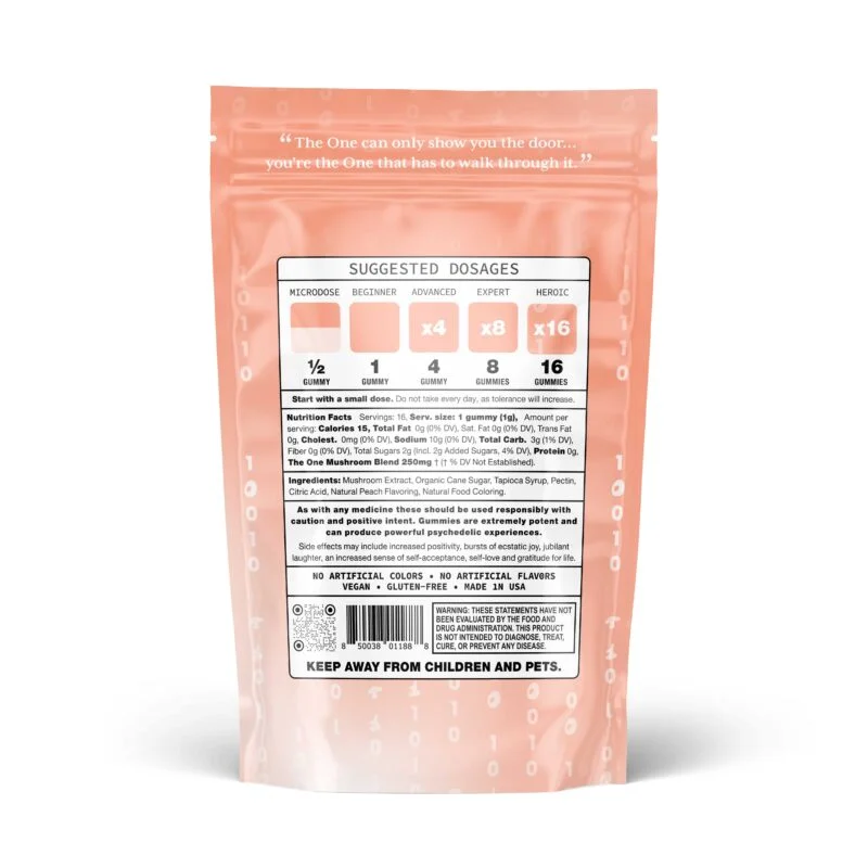 THE ONE: 16-Count 250mg Microdose Gummies with Mushroom Extract – Peach